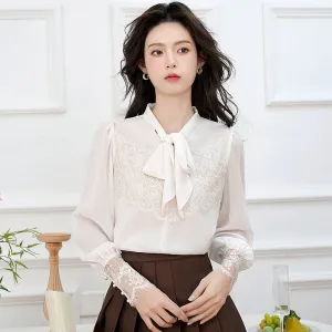 Soft and Breezy Women's Blouse Featuring Lace and Patchwork