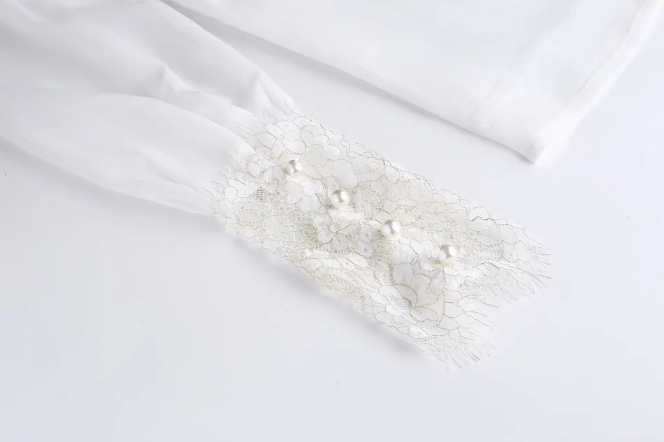 Soft and Breezy Women's Blouse Featuring Lace and Patchwork