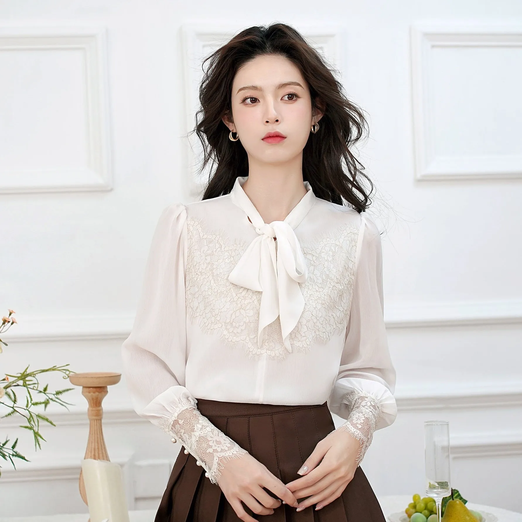 Soft and Breezy Women's Blouse Featuring Lace and Patchwork