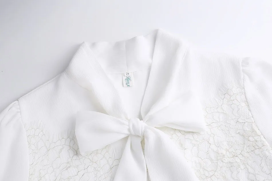 Soft and Breezy Women's Blouse Featuring Lace and Patchwork