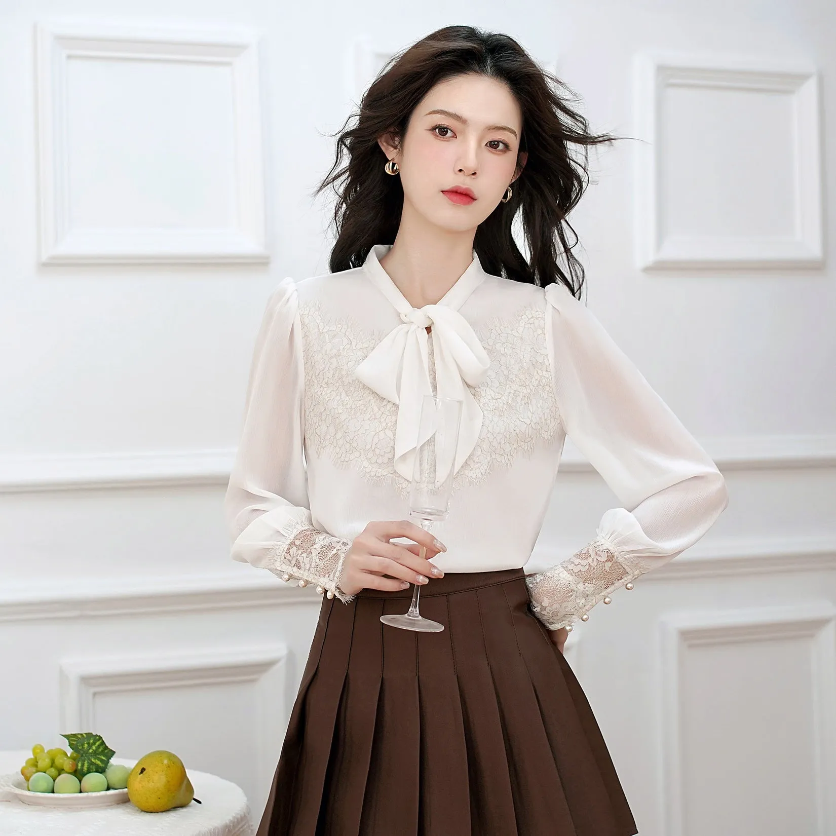 Soft and Breezy Women's Blouse Featuring Lace and Patchwork