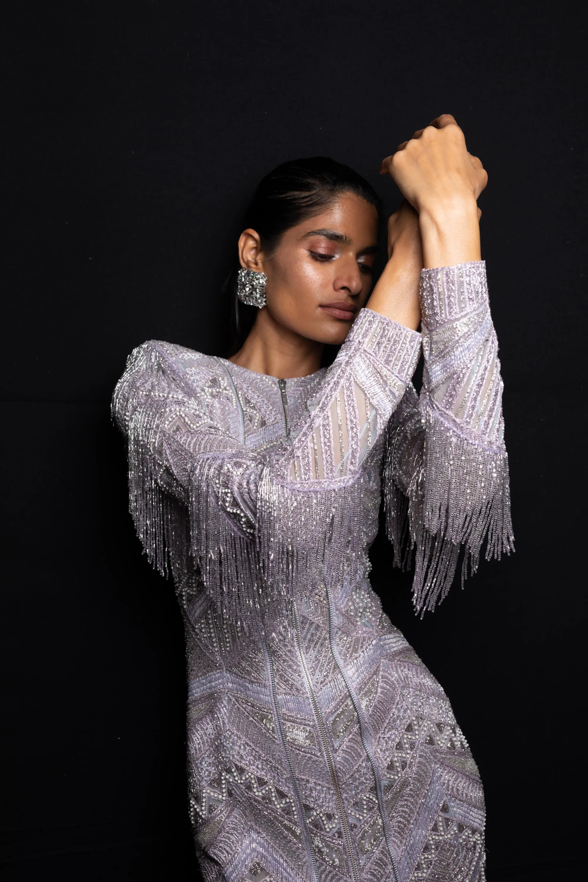 Solana metallic lavender dress