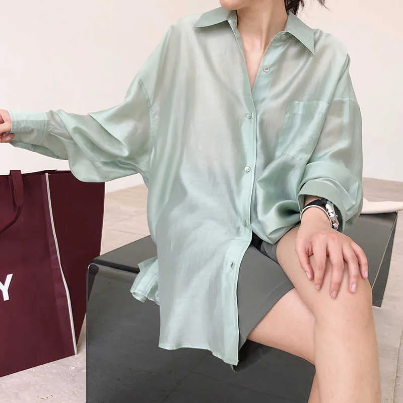 Solid Shirts For Lapel Long Sleeve Patchwork Pockets Single Breasted Minimalist Blouses