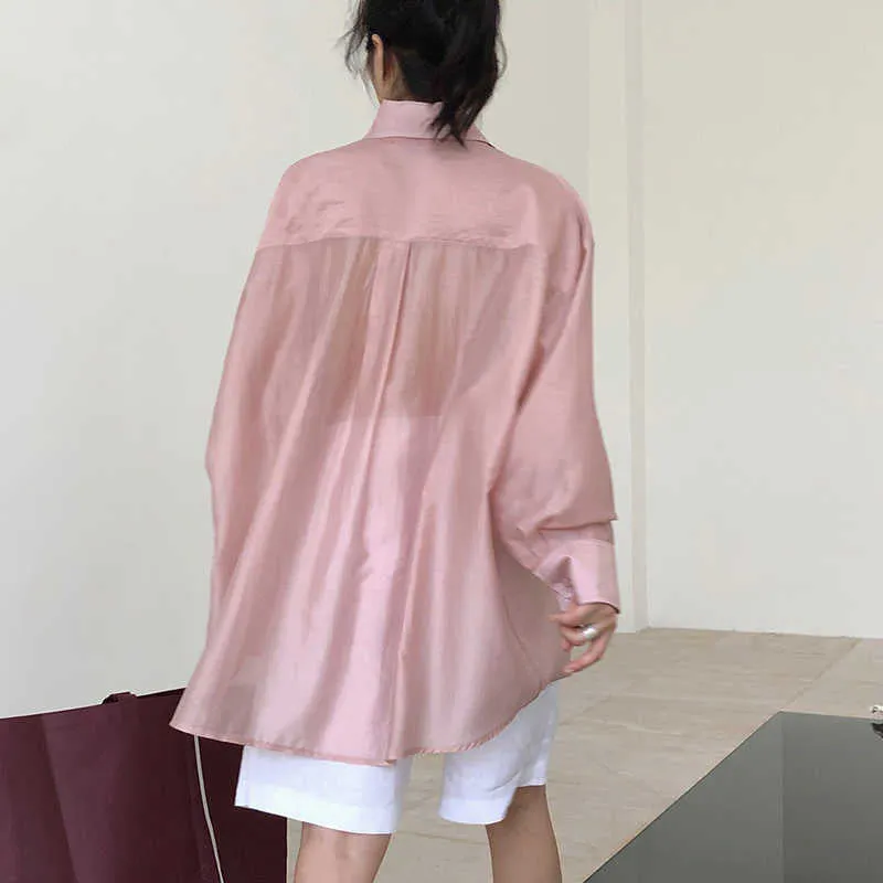 Solid Shirts For Lapel Long Sleeve Patchwork Pockets Single Breasted Minimalist Blouses