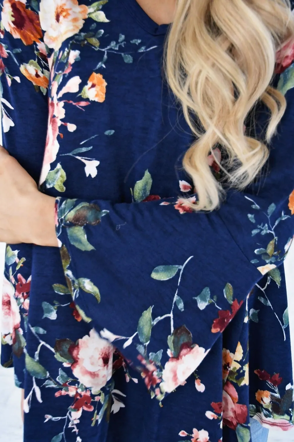 Southern Belle Floral Top ~ Navy