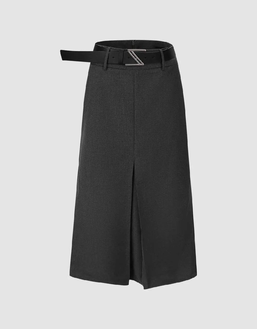 Split Hem Fishtail Skirt With Belt
