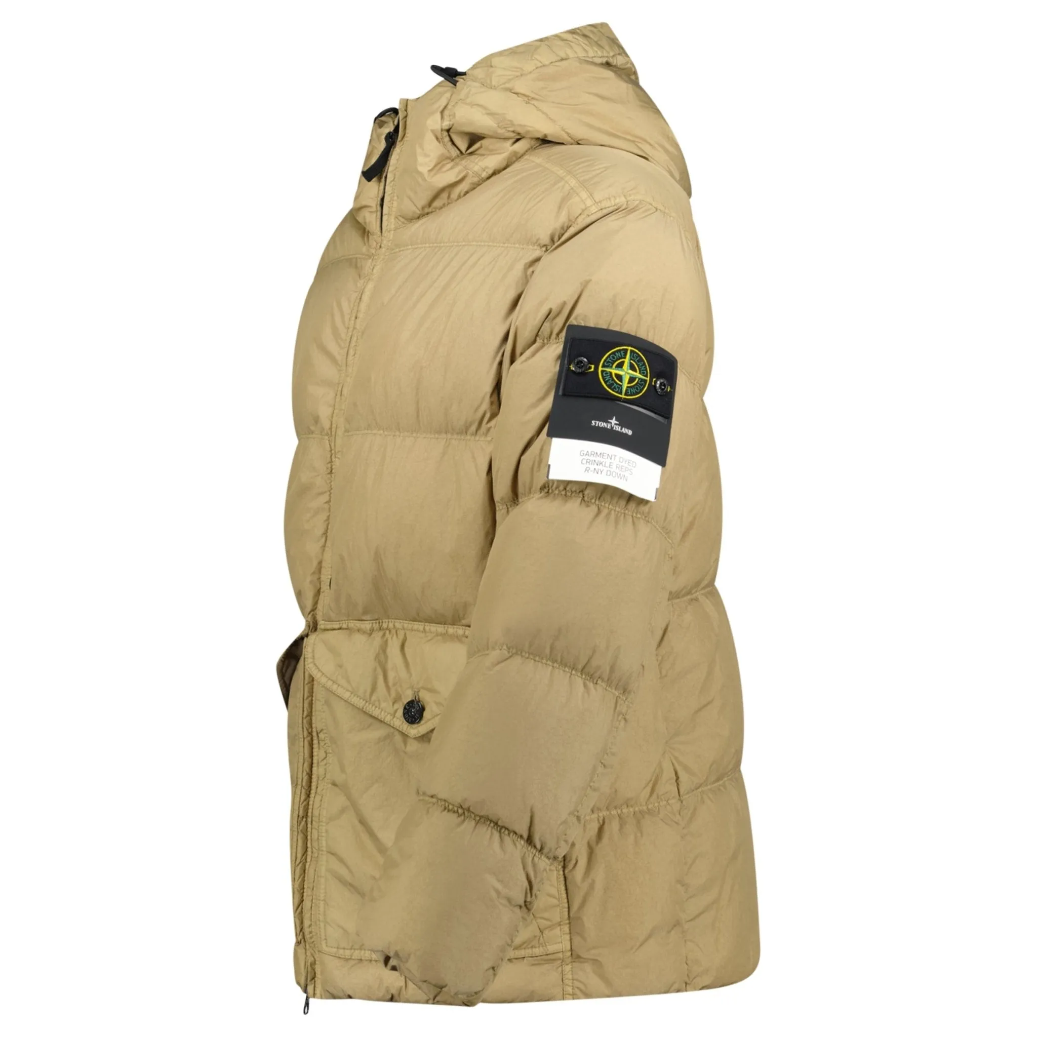 STONE ISLAND CRINKLE REPS HOODED DOWN JACKET BISCUIT