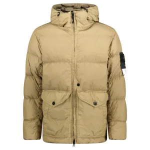 STONE ISLAND CRINKLE REPS HOODED DOWN JACKET BISCUIT