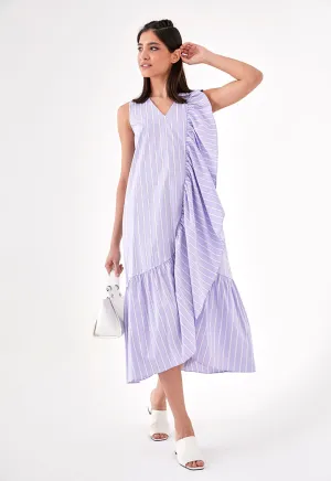 Striped Ruffle Trim Dress