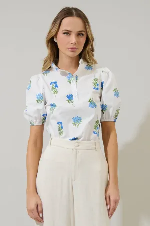 Sugarlips Jillian Floral Miraya Mock Neck Poplin Top