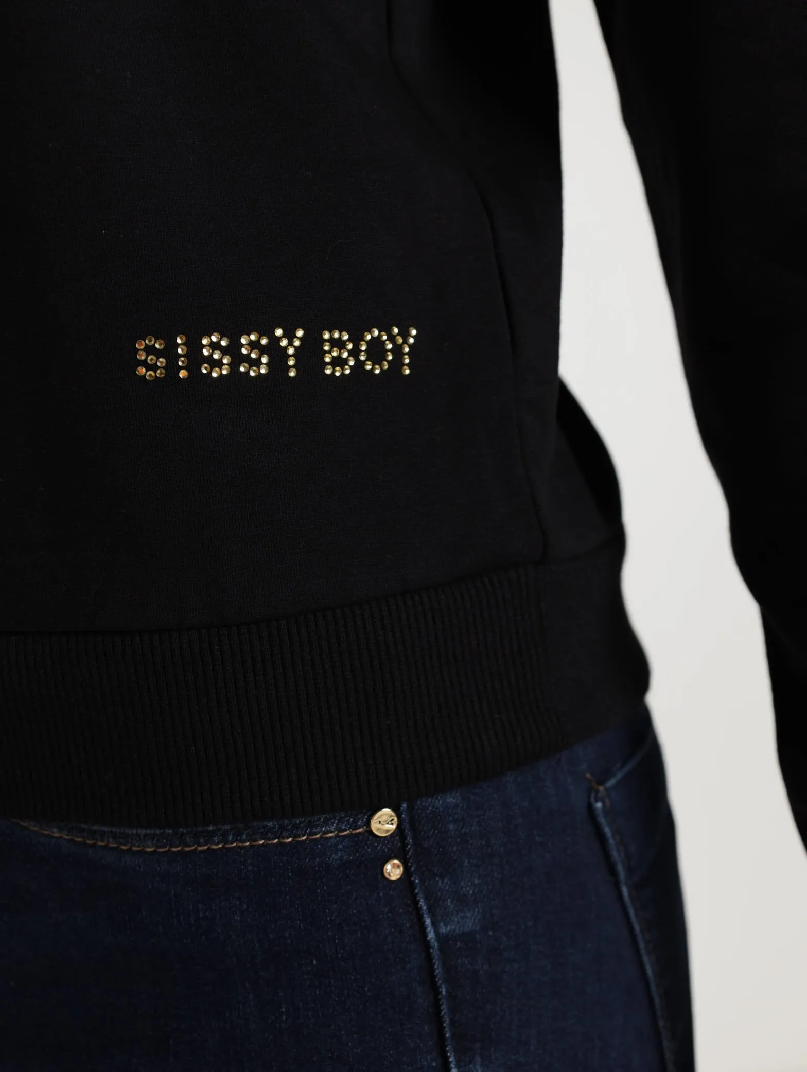 Sweat Top With Puff Sleeves - Black