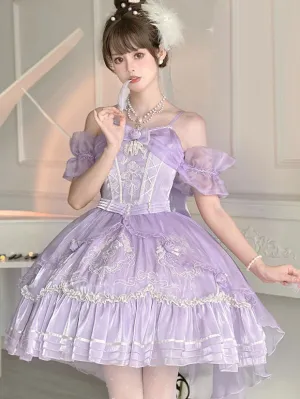 Sweet Lolita JSK Dress Embroidered Fuchsia Pink Lolita Jumper Skirts