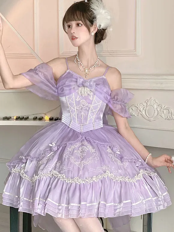 Sweet Lolita JSK Dress Embroidered Fuchsia Pink Lolita Jumper Skirts