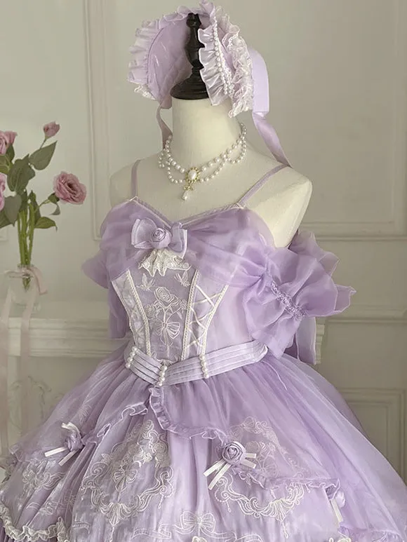 Sweet Lolita JSK Dress Embroidered Fuchsia Pink Lolita Jumper Skirts