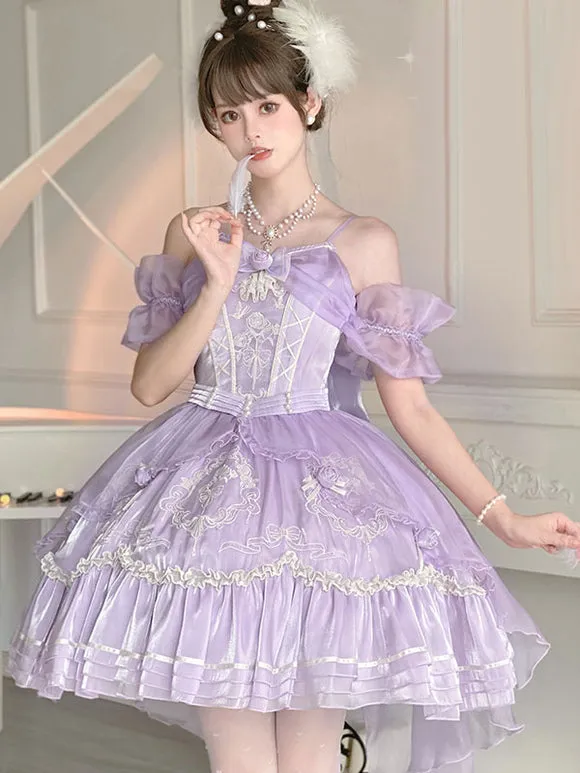 Sweet Lolita JSK Dress Embroidered Fuchsia Pink Lolita Jumper Skirts