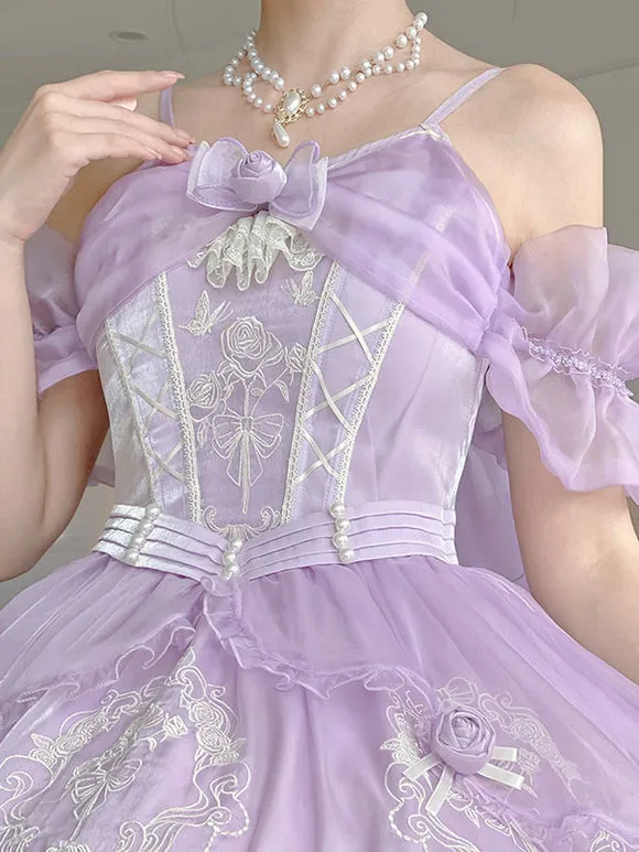 Sweet Lolita JSK Dress Embroidered Fuchsia Pink Lolita Jumper Skirts