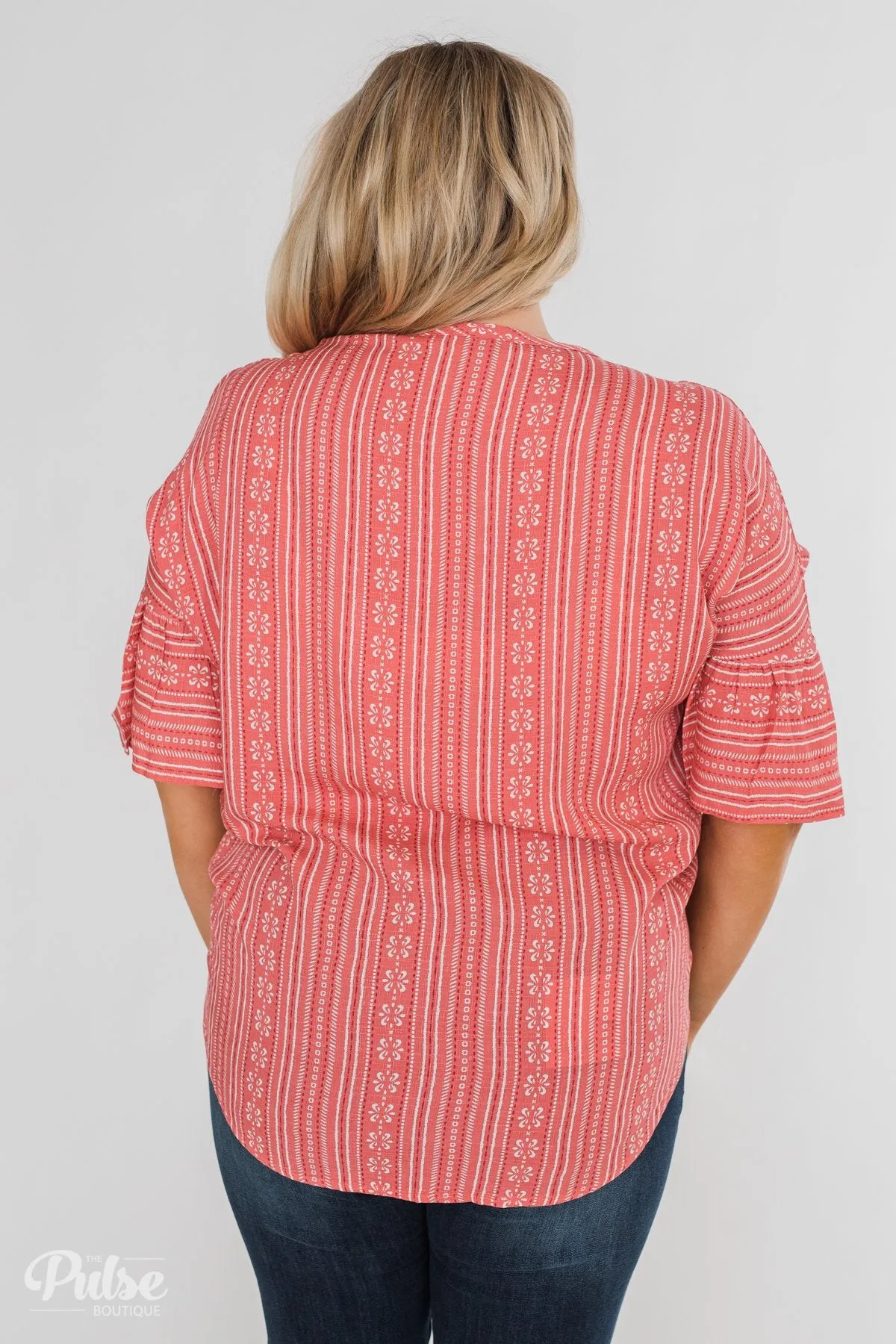 Take Me To The Tropics Front Tie Top- Grapefruit