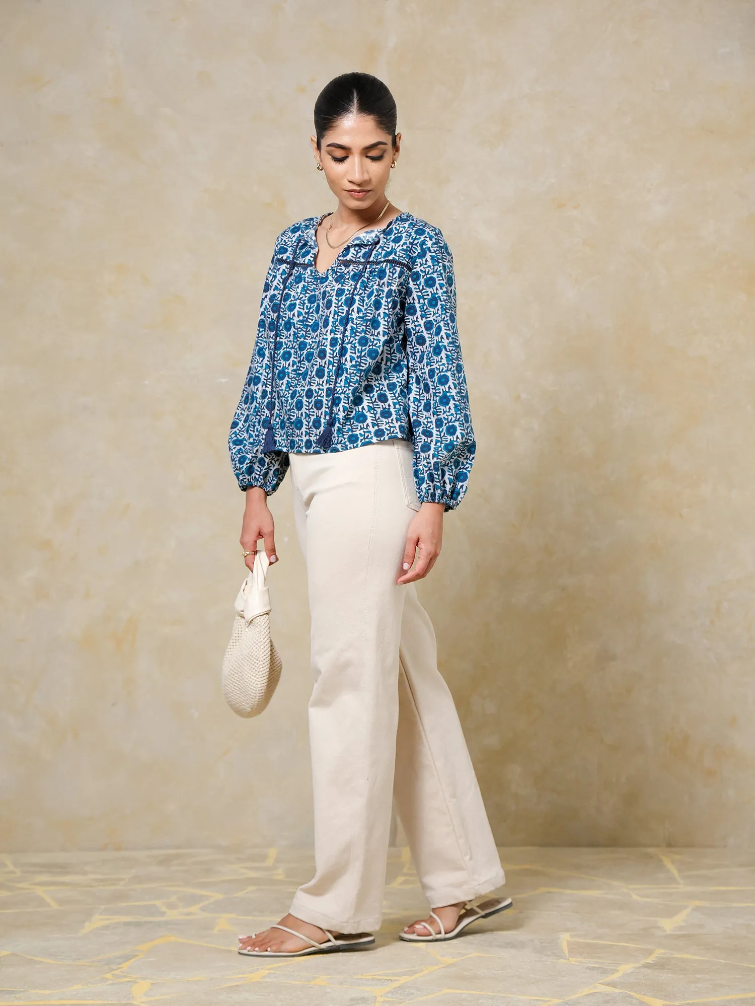 Tassel Detailed Long Sleeved Top