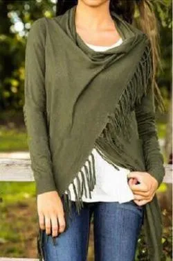 Tassel T shirt Women Long Sleeve Irregular Bow Shawl Tops Loose Plus Size S-3XL Casual Cardigan Tee Shirts