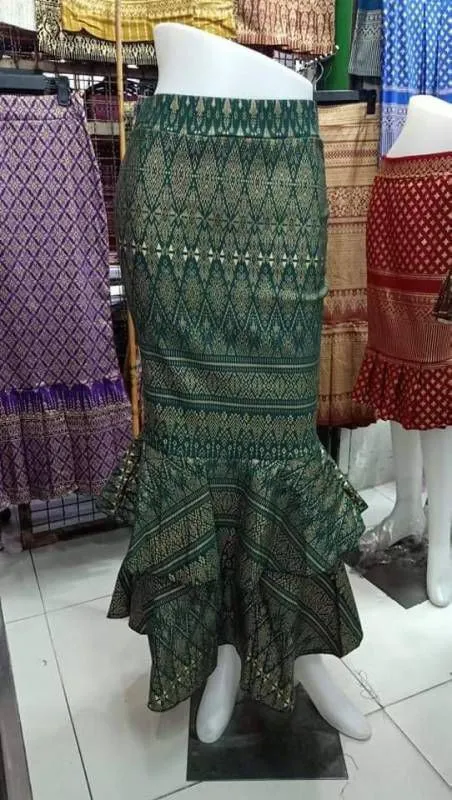 Thai Fish Tail Style Skirt, 18 Colors, Size 26"-36" & Hip 32"-44", Drop 39" Thai Wrap Skirt Pattern