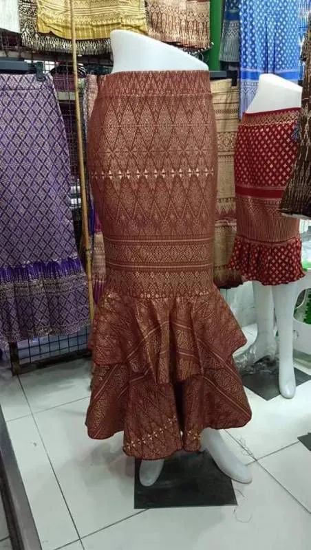 Thai Fish Tail Style Skirt, 18 Colors, Size 26"-36" & Hip 32"-44", Drop 39" Thai Wrap Skirt Pattern