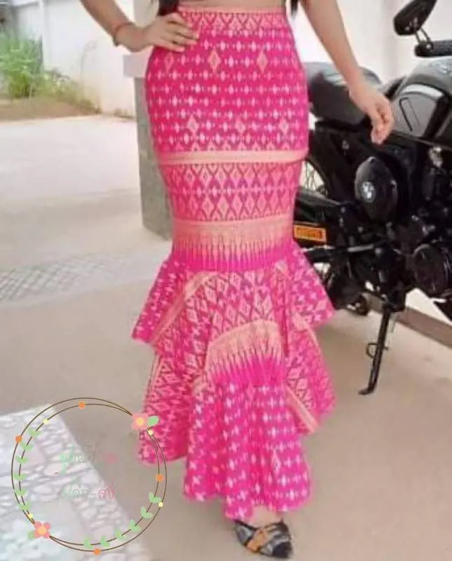 Thai Fish Tail Style Skirt, 18 Colors, Size 26"-36" & Hip 32"-44", Drop 39" Thai Wrap Skirt Pattern