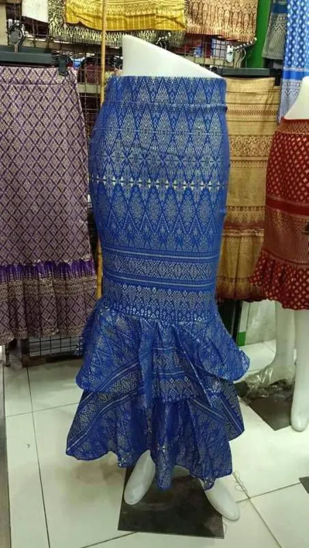 Thai Fish Tail Style Skirt, 18 Colors, Size 26"-36" & Hip 32"-44", Drop 39" Thai Wrap Skirt Pattern