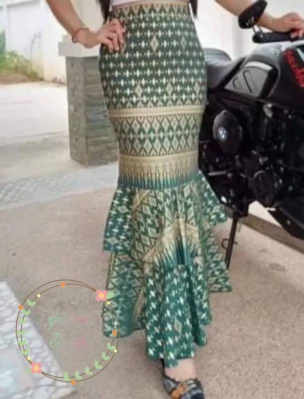 Thai Fish Tail Style Skirt, 18 Colors, Size 26"-36" & Hip 32"-44", Drop 39" Thai Wrap Skirt Pattern