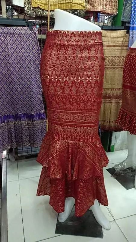 Thai Fish Tail Style Skirt, 18 Colors, Size 26"-36" & Hip 32"-44", Drop 39" Thai Wrap Skirt Pattern