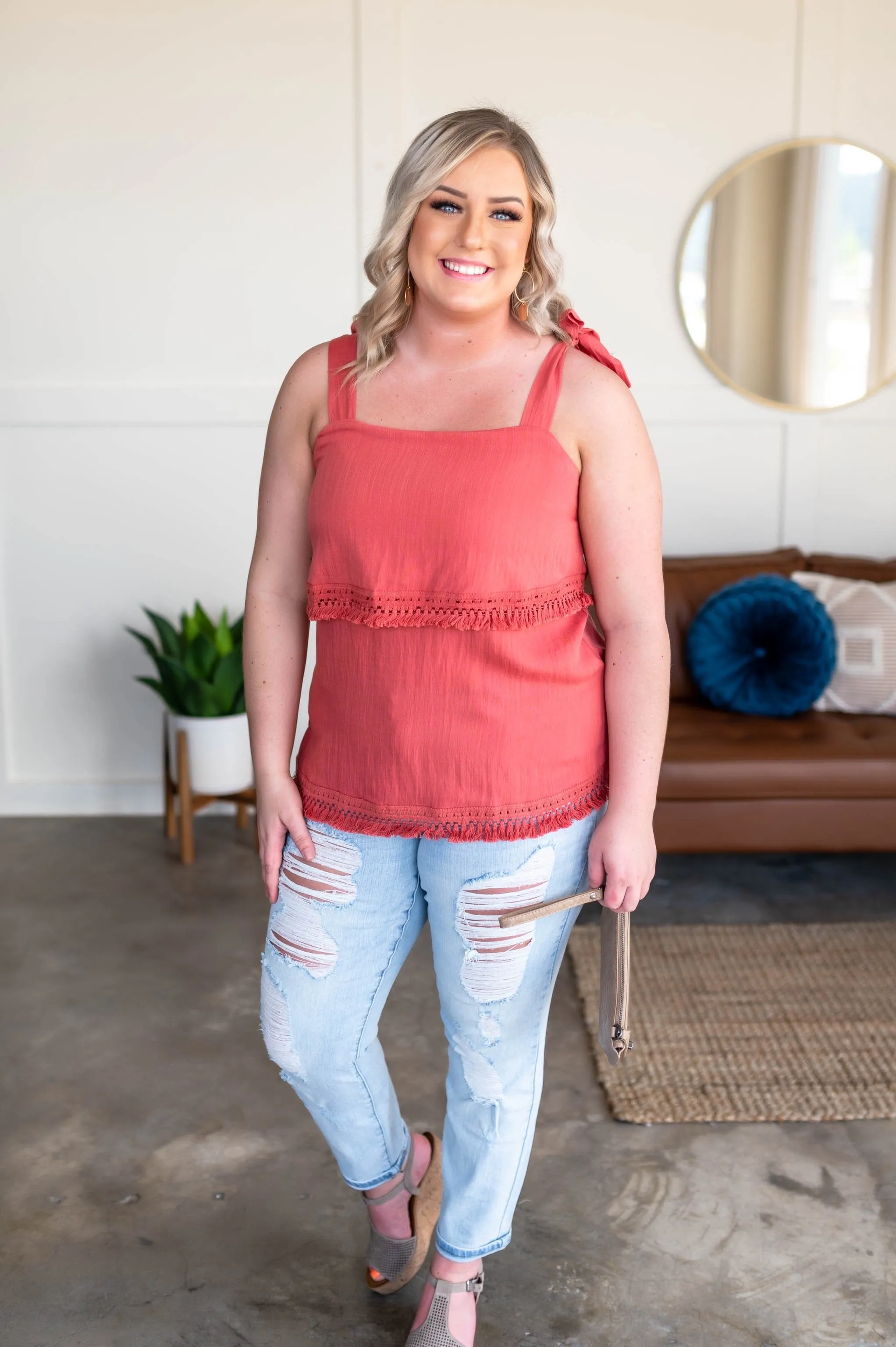 The Show Must Go On Sleeveless Top In Begonia
