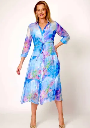 Tiered Silk Button Up Dress