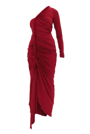 Turi Asymmetric Mesh Dress | Red