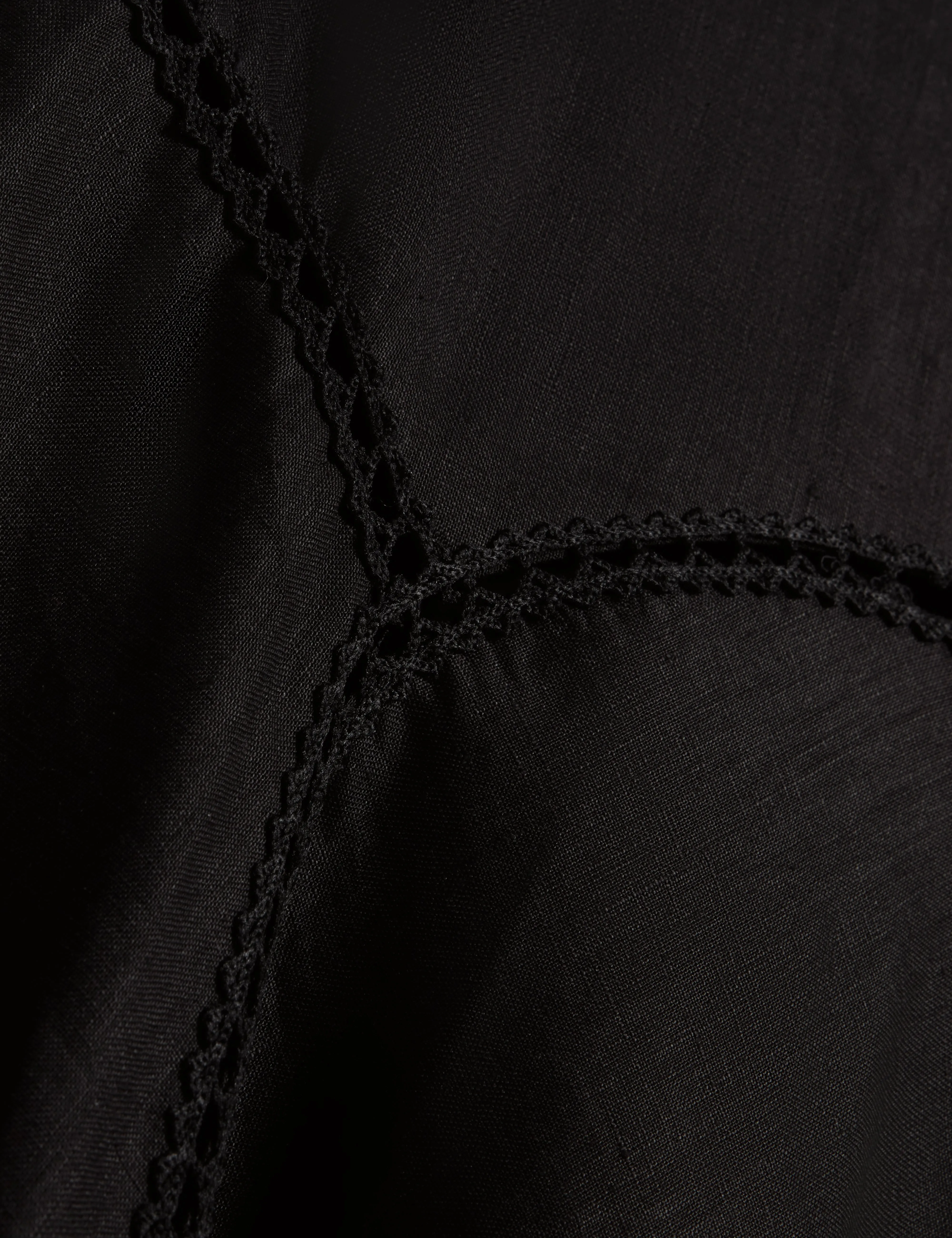 Uliaa Asymmetric Trim Detail Linen Midi Dress Black