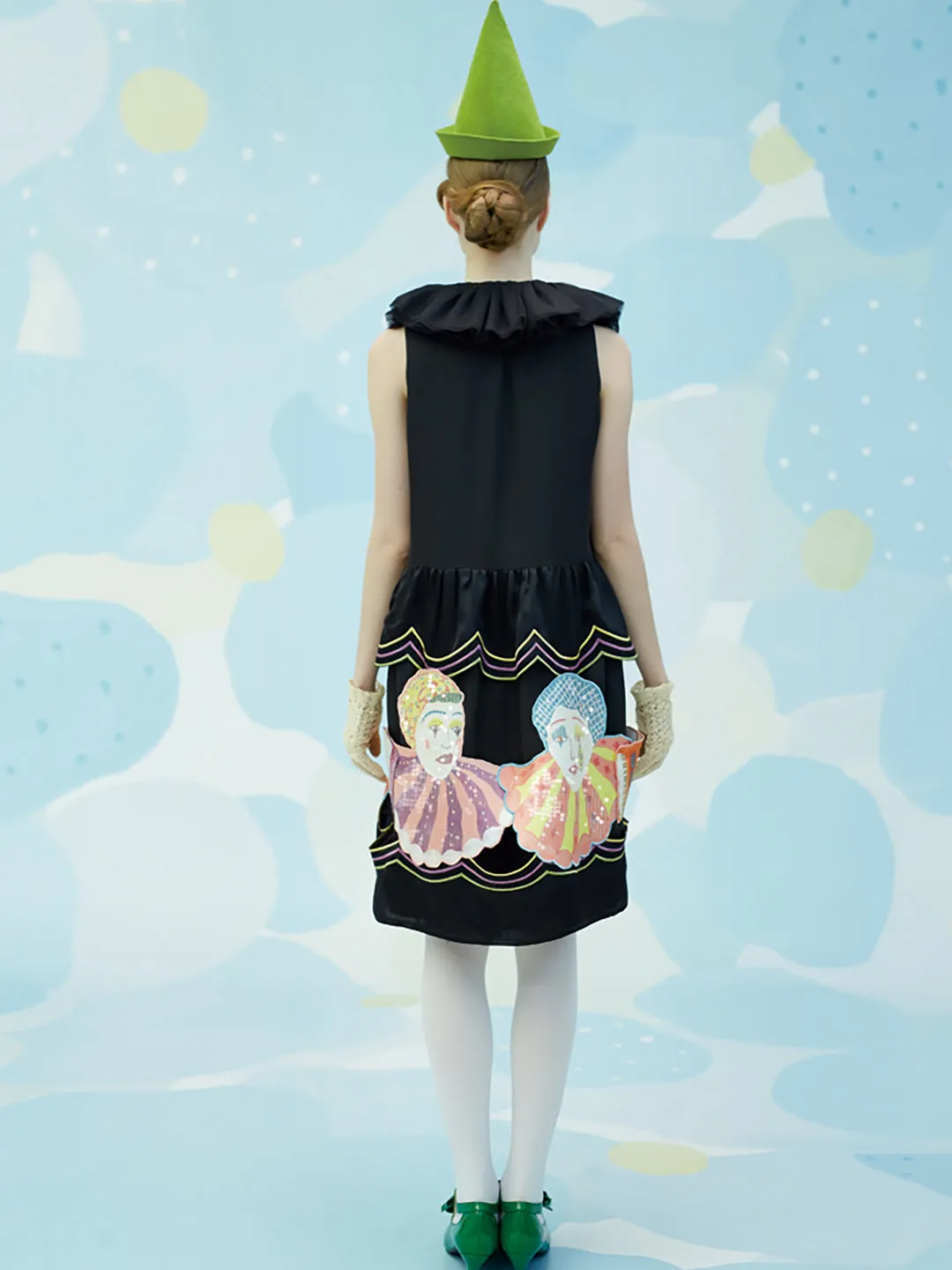 Unlogical Poem Pierolaf Collar Cutout Panel Black Dress