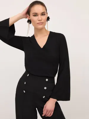 V-Neck Bell-Sleeve Sweater