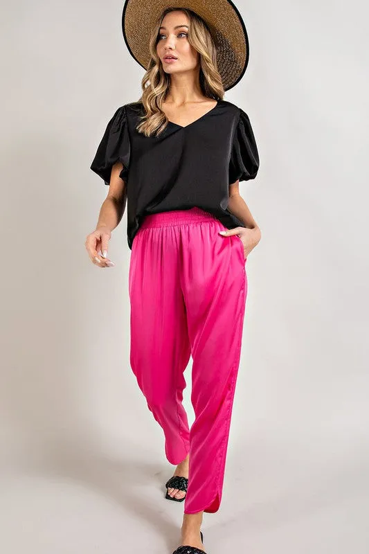 V-Neck Puff Sleeve Blouse Top - Final Sale