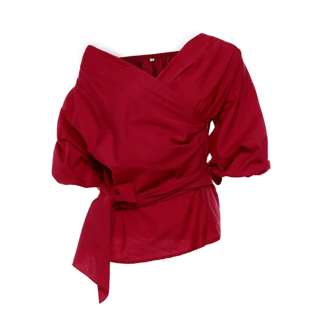 Valeria Short Blouse - Romantic Elegance & Crisscross Design