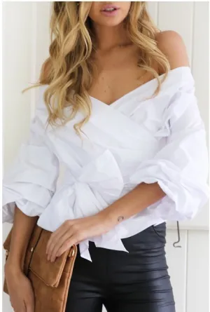 Valeria Short Blouse - Romantic Elegance & Crisscross Design