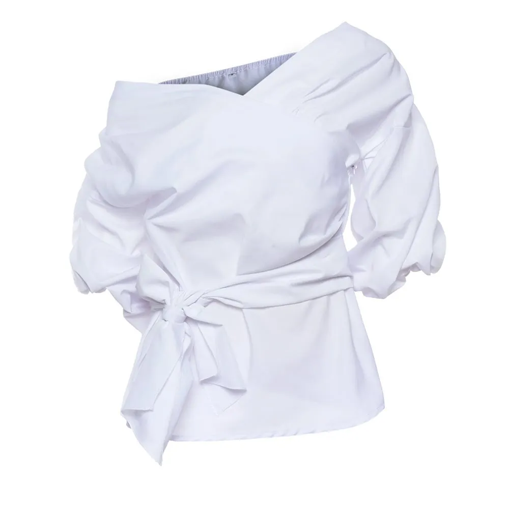 Valeria Short Blouse - Romantic Elegance & Crisscross Design
