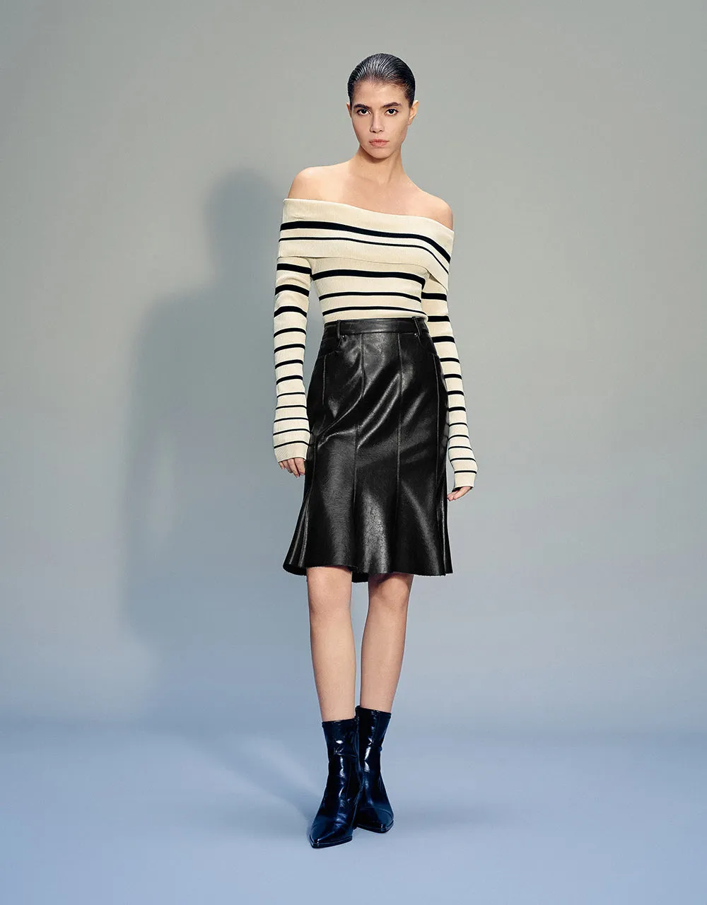 Vegan Leather Mini Fishtail Skirt