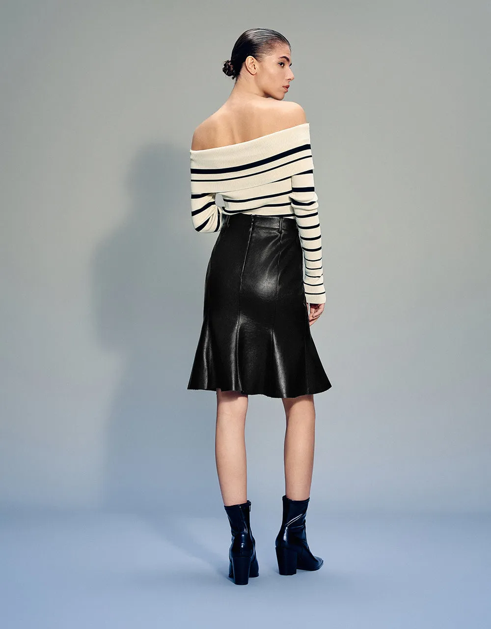 Vegan Leather Mini Fishtail Skirt