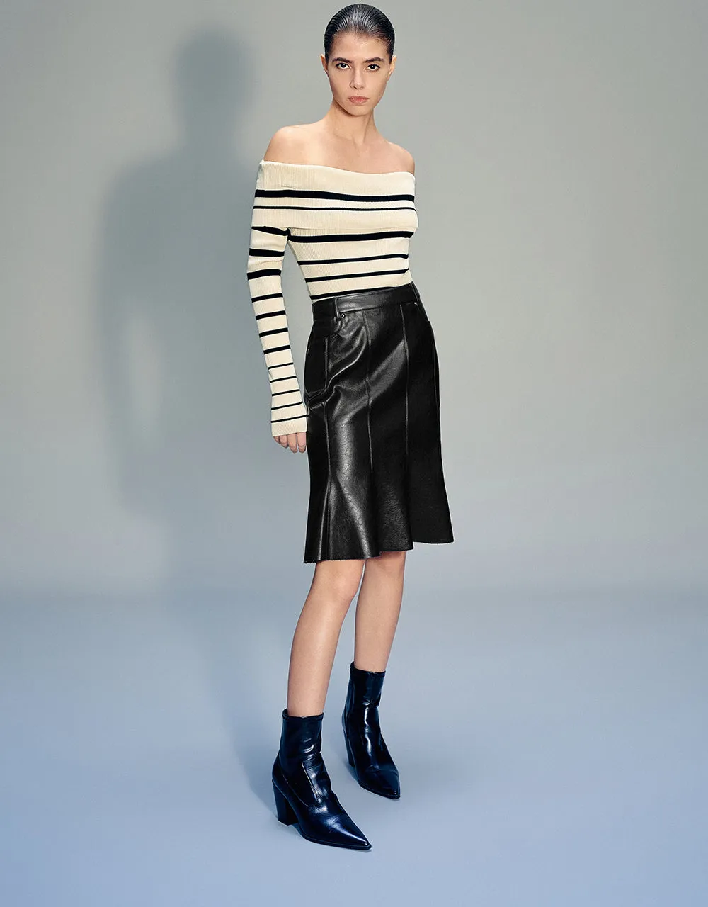 Vegan Leather Mini Fishtail Skirt