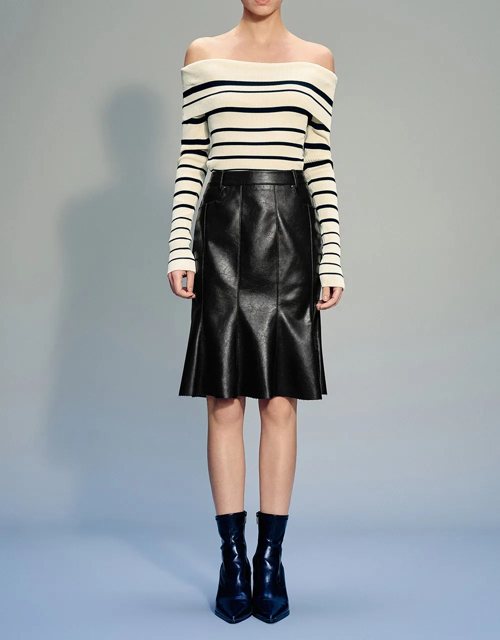 Vegan Leather Mini Fishtail Skirt