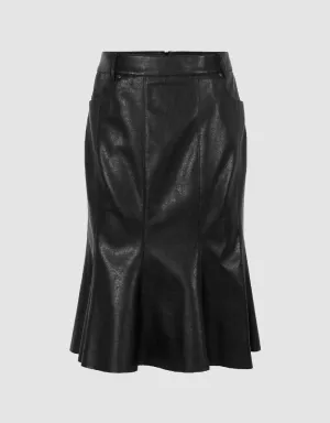 Vegan Leather Mini Fishtail Skirt