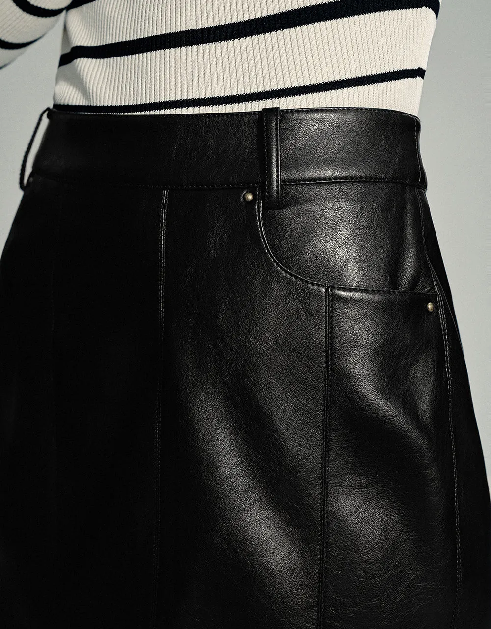 Vegan Leather Mini Fishtail Skirt