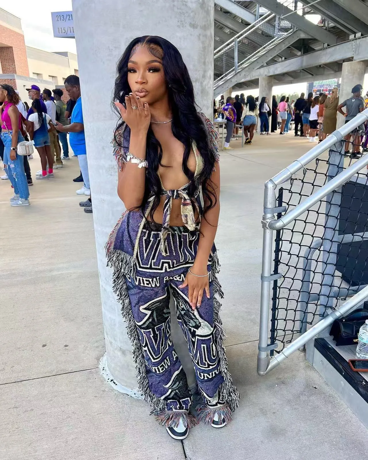 Vibrant Multi-Color Print Tassel Pants for Effortless Style