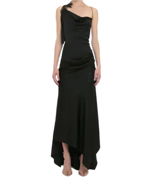 Victoria Beckham Asymmetric Draped Cami Gown Black