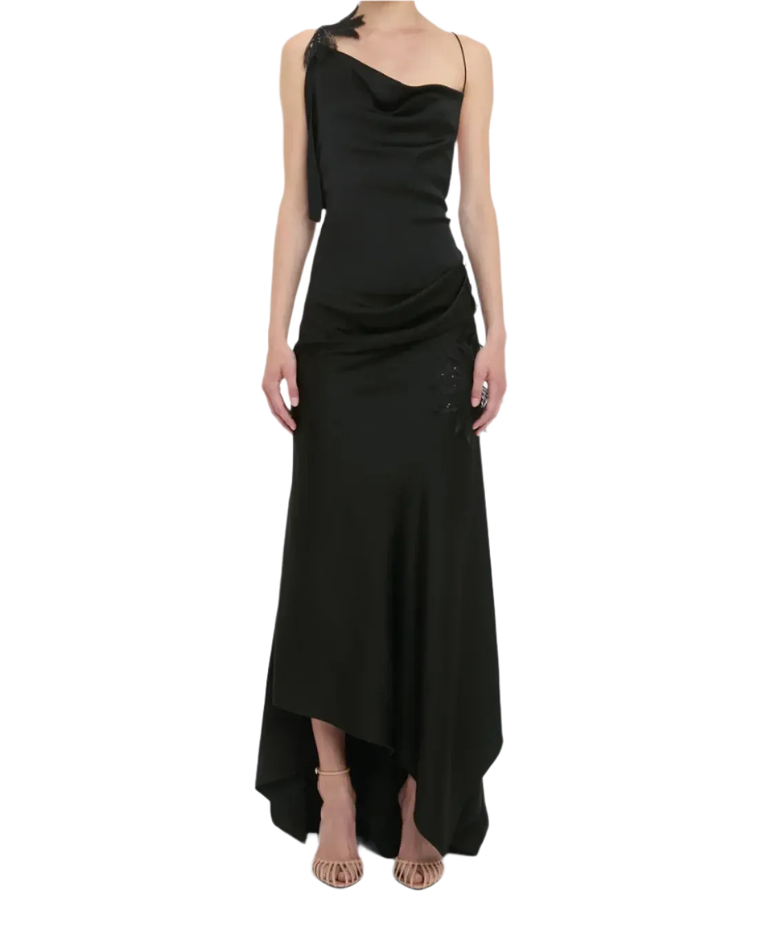 Victoria Beckham Asymmetric Draped Cami Gown Black