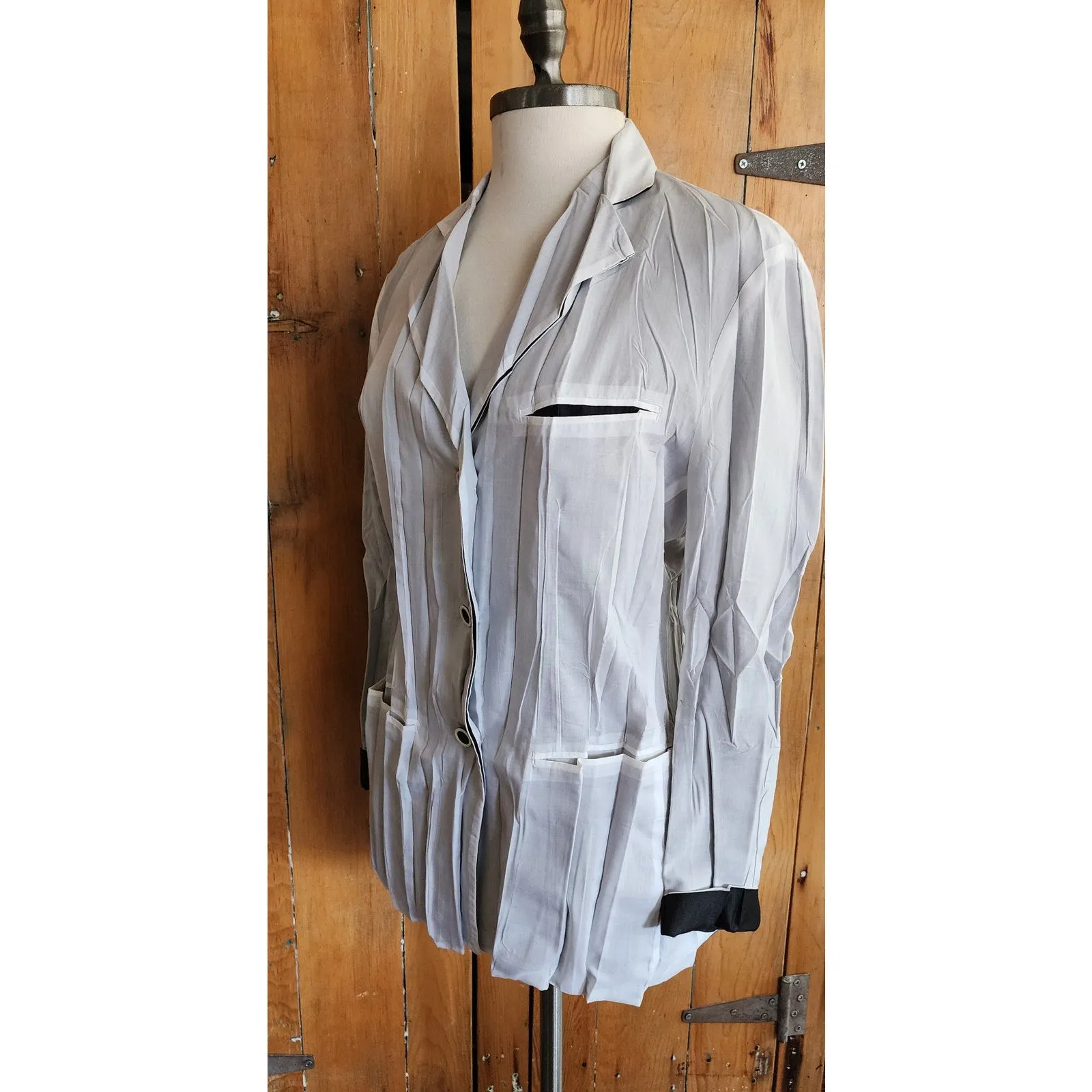 Vintage Issey Miyake Blazer White Crinkled Texture Y2K Med