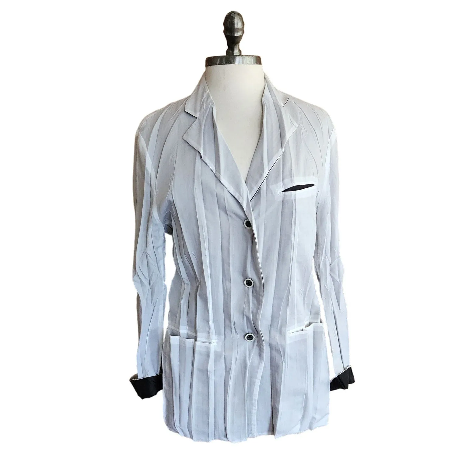 Vintage Issey Miyake Blazer White Crinkled Texture Y2K Med